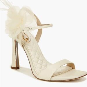 Sam Edelman Cream Sculptural Heels with Ankle Strap